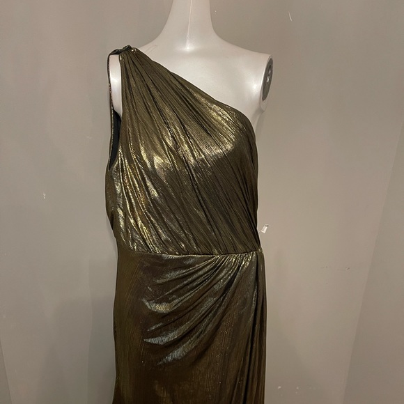 MAC DUGGAL METALLIC DRAPED ONE SHOULDER GRECIAN EVENING DRESS - Picture 13 of 15